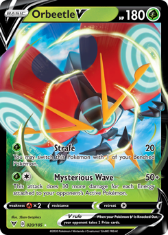 Orbeetle V, Vivid Voltage #20, Pokémon TCG card