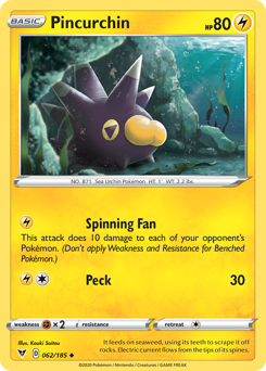 Pincurchin, Vivid Voltage #62, Pokémon TCG card