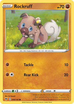 Rockruff, Vivid Voltage #94, Pokémon TCG card