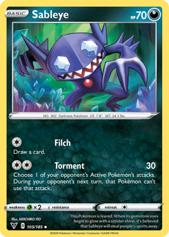 Sableye, Vivid Voltage #105, Pokémon TCG card