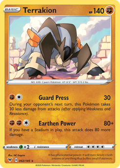 Terrakion, Vivid Voltage #92, Pokémon TCG card