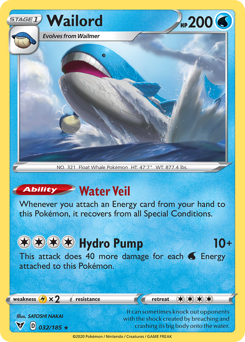Wailord, Vivid Voltage #32, Pokémon TCG card