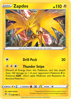 Zapdos, Vivid Voltage #48, Pokémon TCG card