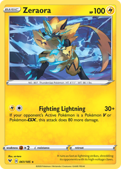 Zeraora, Vivid Voltage #61, Pokémon TCG card
