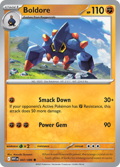 Boldore, White Flare #47, Pokémon TCG card
