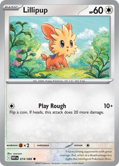 Lillipup, White Flare #74, Pokémon TCG card