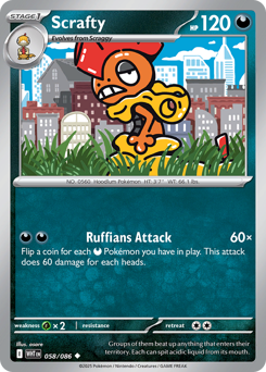Scrafty, White Flare #58, Pokémon TCG card