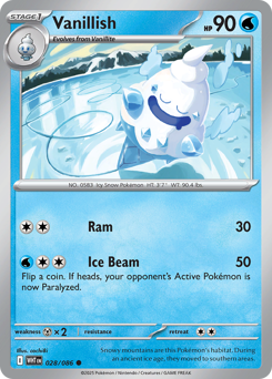 Vanillish, White Flare #28, Pokémon TCG card