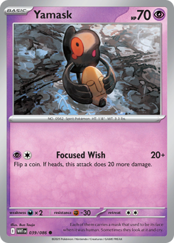 Yamask, White Flare #39, Pokémon TCG card