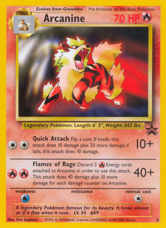 Arcanine, Wizards Black Star Promos #6, Pokémon TCG card