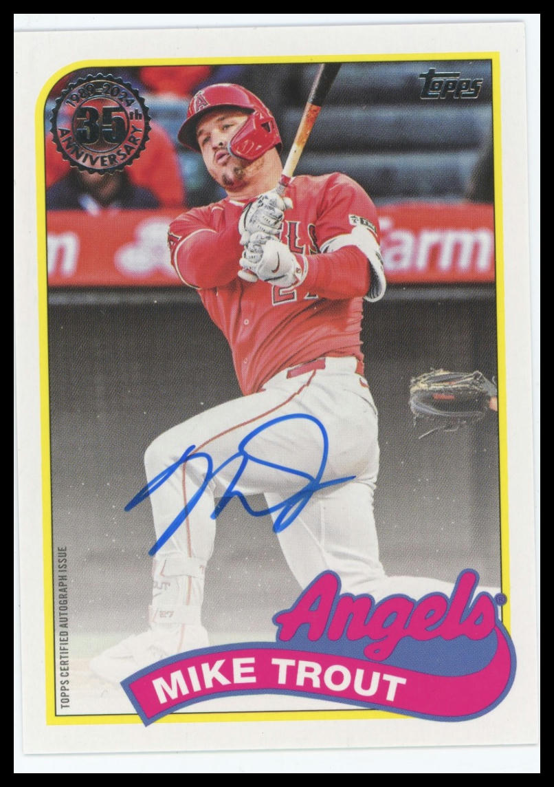 2024 Topps Update Mike Trout 1989 Topps Baseball 35th Anniversary Autographs
